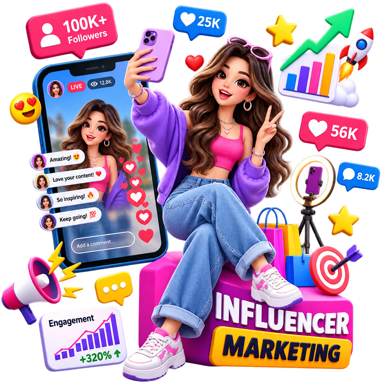 3D influencer marketing artwork